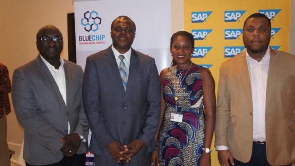 From L-R: Tope Ojo (Chief Delivery Officer, Bluechip), Aderinola Oloruntoye (Head of Innovation, SAP West Africa), Ugocho Agoreyo (Senior Partner Manager, SAP ) and Olumide Soyombo (Partner & Co-Founder, Bluechip Technologies).