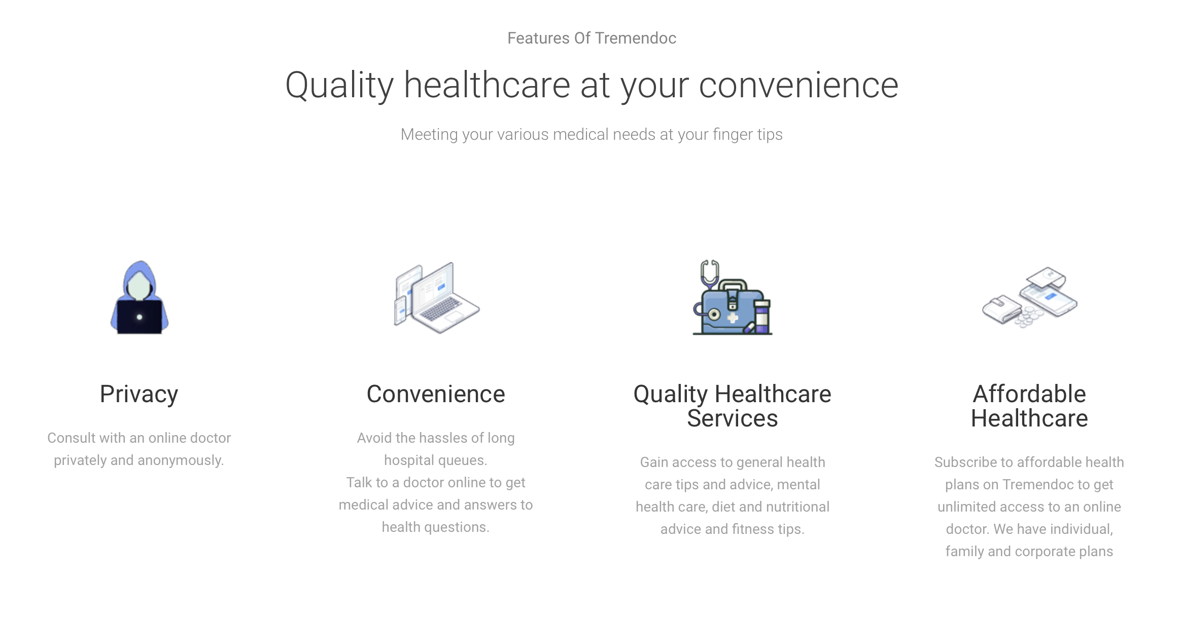 Tremendoc allows patients access medical doctors anywhere anytime for a small monthly fee.