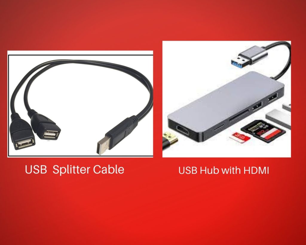 USB splitter cable and USB hub with HDMI