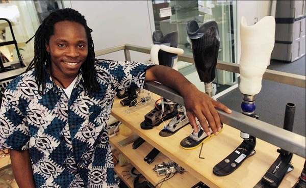 Sierra Leone's Chief Innovation Officer, David Moinina Sengeh, working on his protheses research project. Image source: MIT News