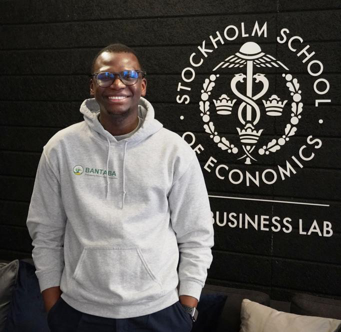 Lamin Darboe at the Stockholm School of Economics. Image credit: Supplied.