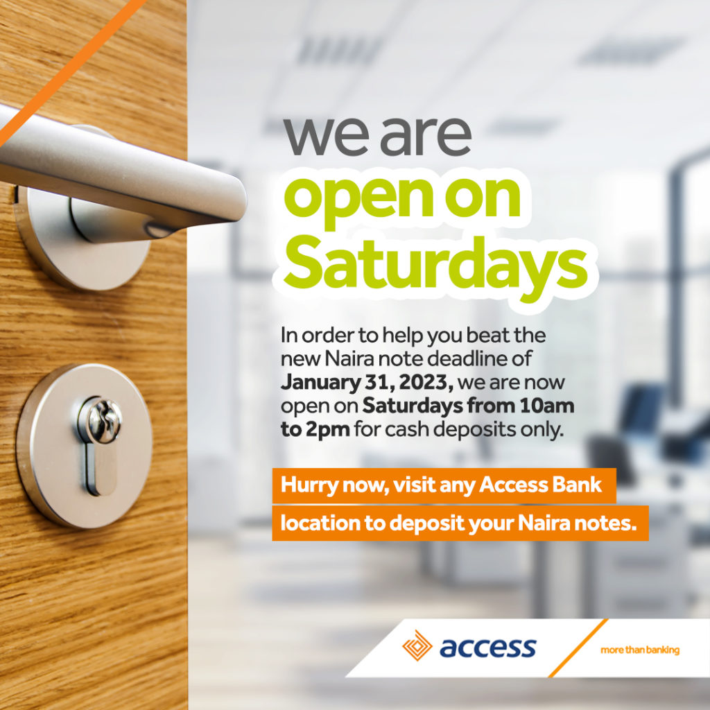 New Naira notes: Access Bank provides alternative channels for cash deposits.