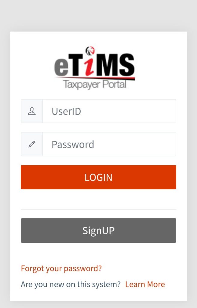 eTIMs taxpayers portal login