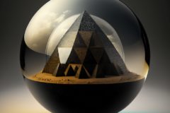 "A black pyramid inside a transparent sphere" Prompt by @the3ug3reeder on Midjourney