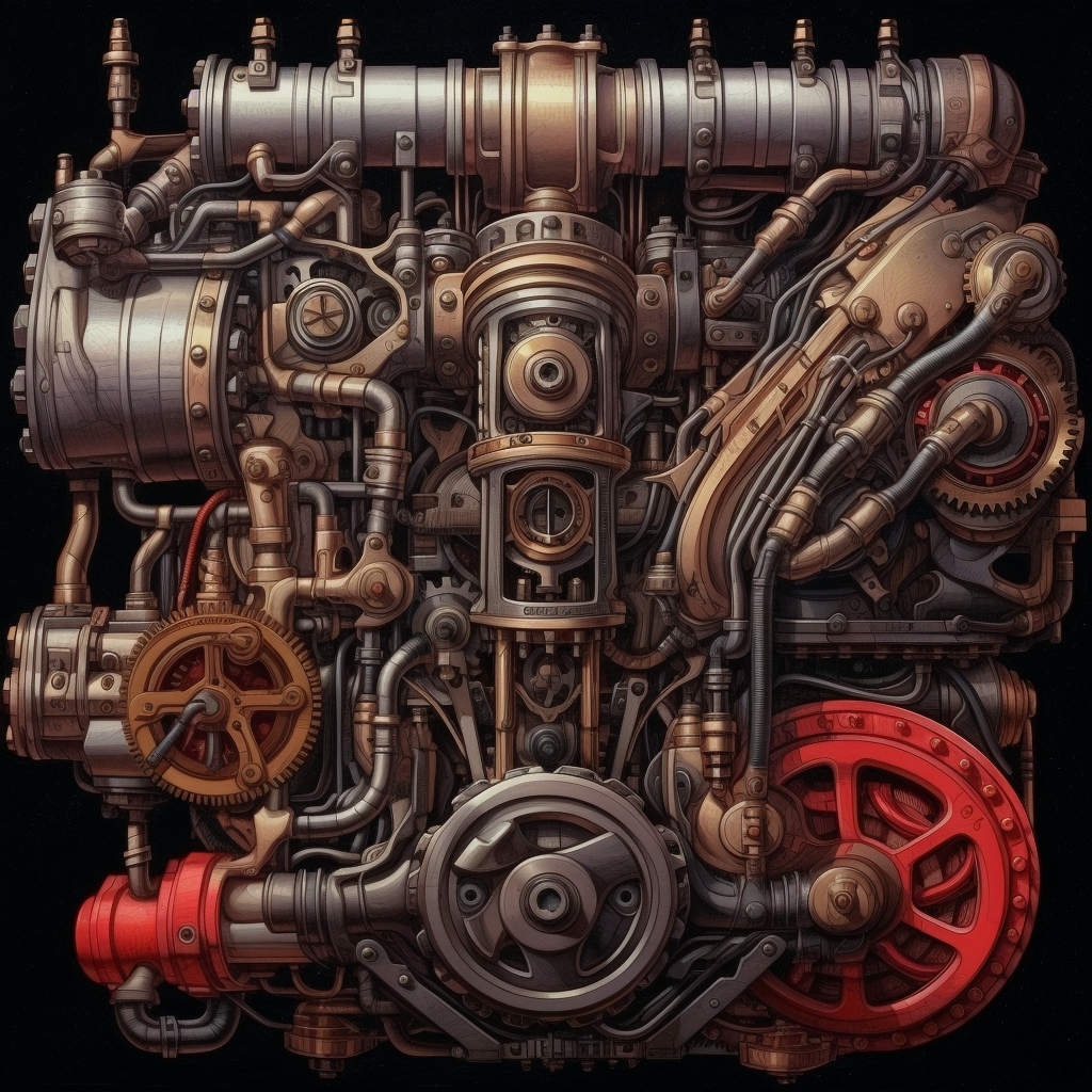 A highly detailed AI generated image of a engine representing an economic engine.