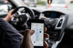 Ride-hailing Uber and Bolt drivers