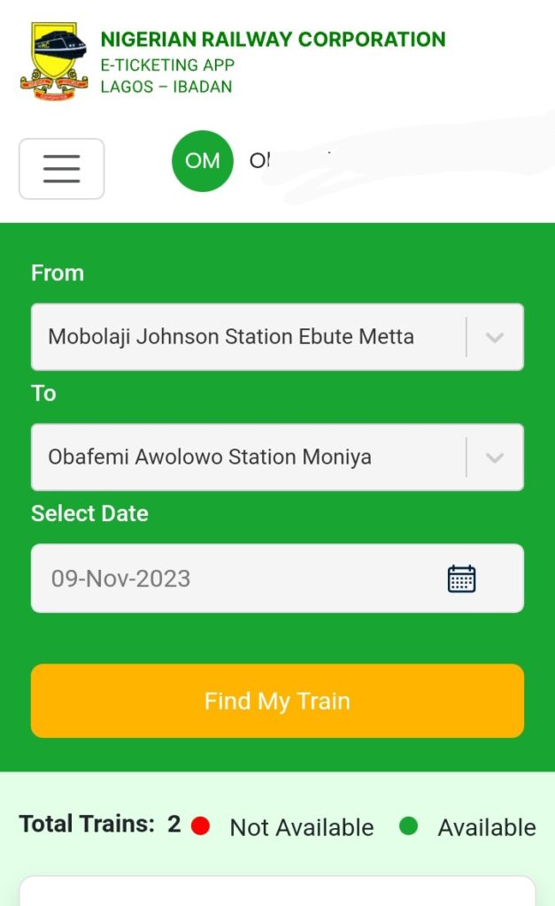 How to book train online for Lagos, Ibadan, 2023