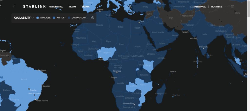 Starlink Availability Map