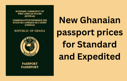 Breakdown of 2024 Ghana passport application price increase  with picture of ghana passport on beautiful hd background