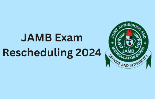 JAMB exam reschedule 2024 with JAB logo on beautiful background and transparent