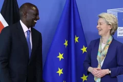 President of the European Commission Ursula von der Leyen, right, and Kenyan President William Ruto meet at the EU Commission headquarters