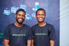 Renerworld Co-founders standing next to each other wearing black shirts. L-R Akintoye Ayodeji and Omolaja Emmanuel