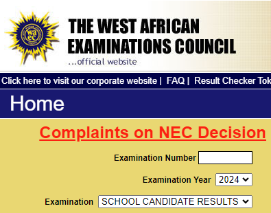 Image of WAEC Checker website for 2024  and it is for a detailed guide on There are two main methods to check WAEC results in 2024: online and via SMS. Here's how to go about the process for each method: