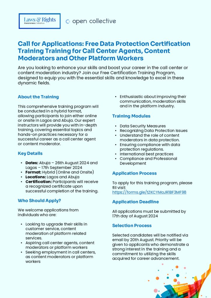 Call for Applications: Free Certification Training for Call Center Agents, Content Moderators and Other Platform Workers