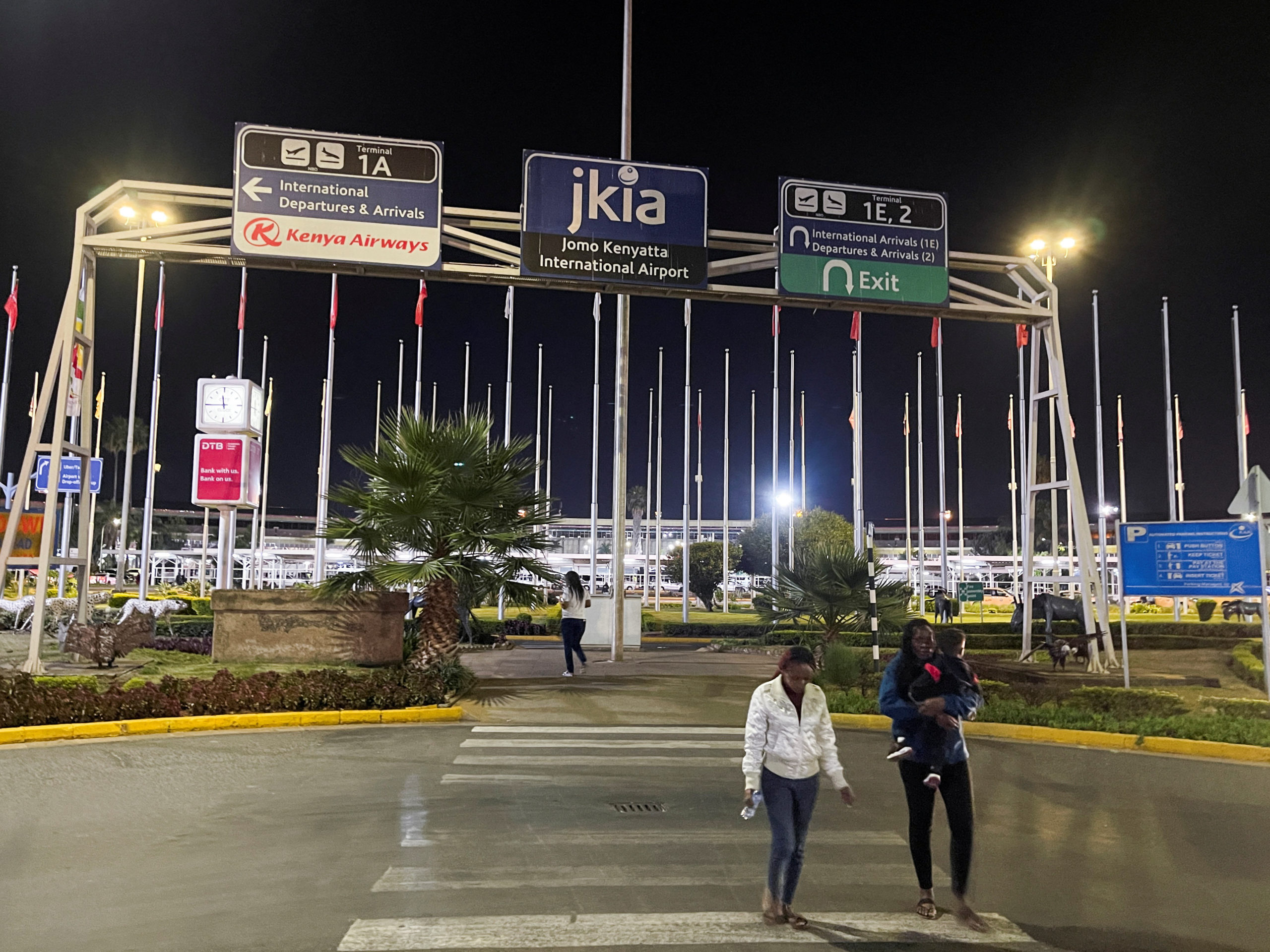 People walk at the Jomo Kenyatta International Airport