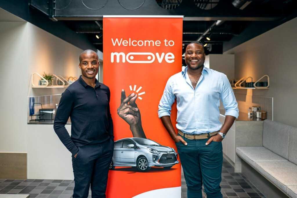 Moove expands to the US. Co-founders Ladi Delano and Jide Odunsi pose for a photo.