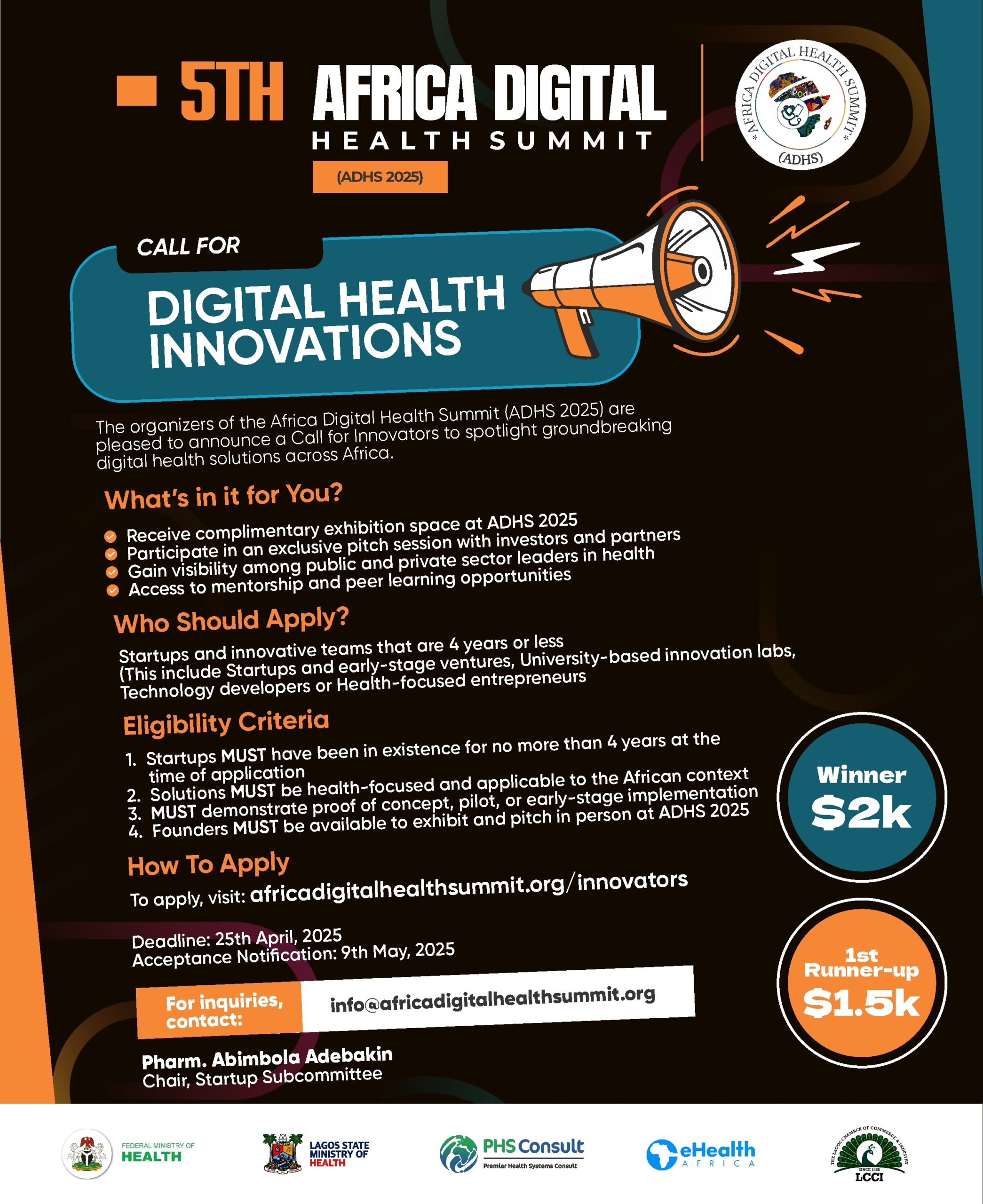 Africa Digital Health Summit (ADHS 2025) call for innovators 
