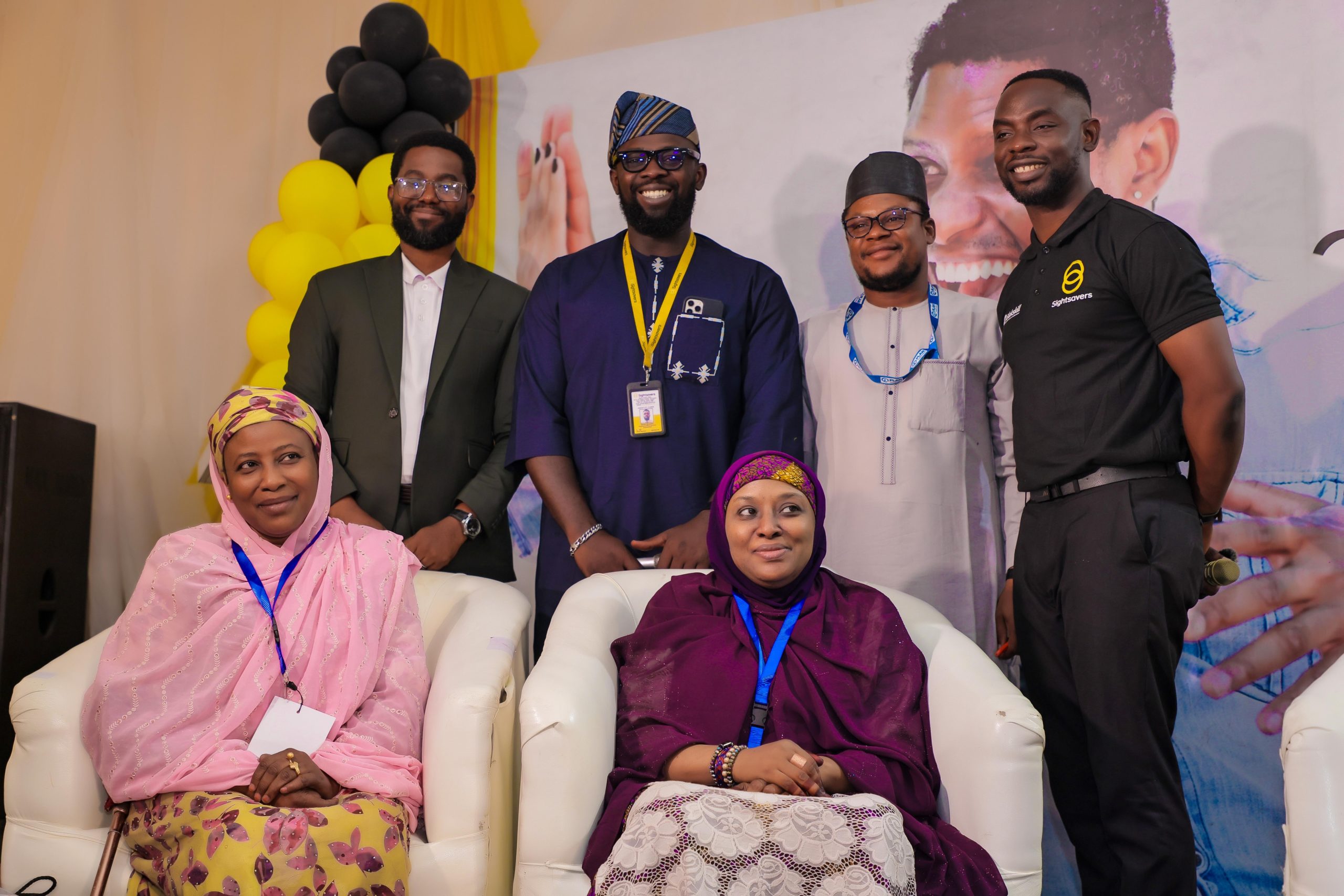 L-R standing: Michael Alasa( CEO Blakskill), David Okorafor (Program Officers, Sightsavers), Alhassan Hamza (Advocacy and Campaign Officer, Plan International), Babajide Anjorin (Head Partnership and Communications), L-R seating: Dr Binta Bala (Director, Department of Persons With Disabilities, Ministry of Women Affairs, Children and Disabled, Kano State), Zango Bilikisu (JONAPWD)