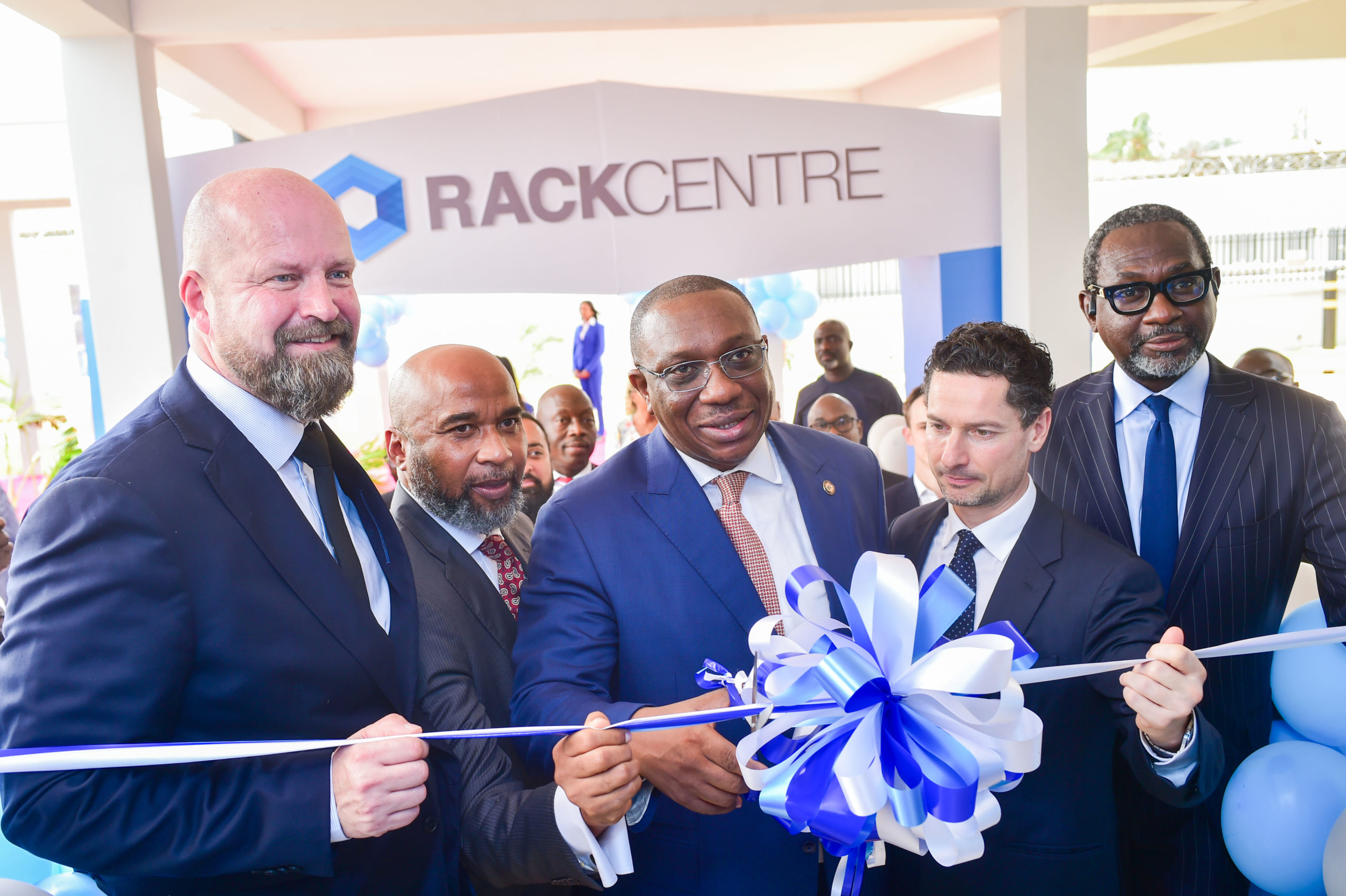 L-R: Chief Executive Officer, Rack Centre, Lars Johannisson; Chief Operating Officer, Rack Centre, Ezekiel Egboye; Deputy Chief of Staff to the Lagos State Governor, Sam Egube; Chairman, Jagal Group, Maher Jarmakani and Sales Director, Rack Centre, Folu Aderibigbe during the official commissioning of 12MW LGS2 IT Load Data centre facility in Lagos today