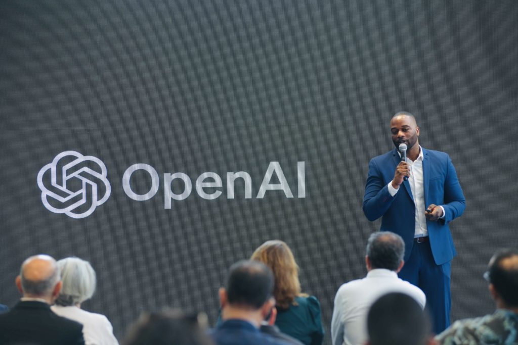 Emmanuel Lubanzadio, OpenAI Africa Lead, speaking at the Global AI Summit on Africa