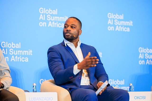 テクノロジー Emmanuel Lubanzadio, OpenAI Africa Lead, speaking at the Global AI Summit on Africa