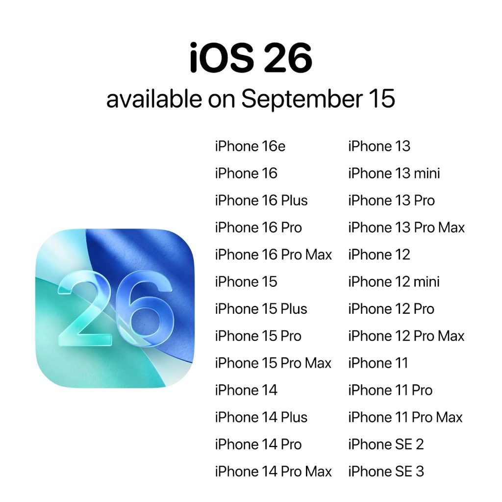 Apple Event: ios26 available on september 15