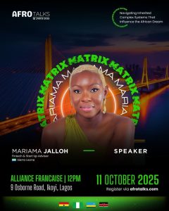Mariama Jalloh to Spotlight African Startups and the Future of Fintech at AfroTalks Lagos 2025