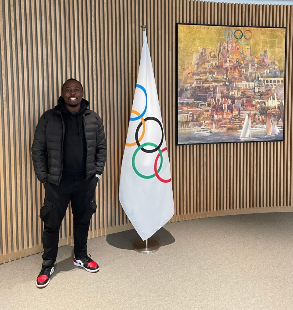 Foubi visiting the IOC office in Lausanne, Switzerland