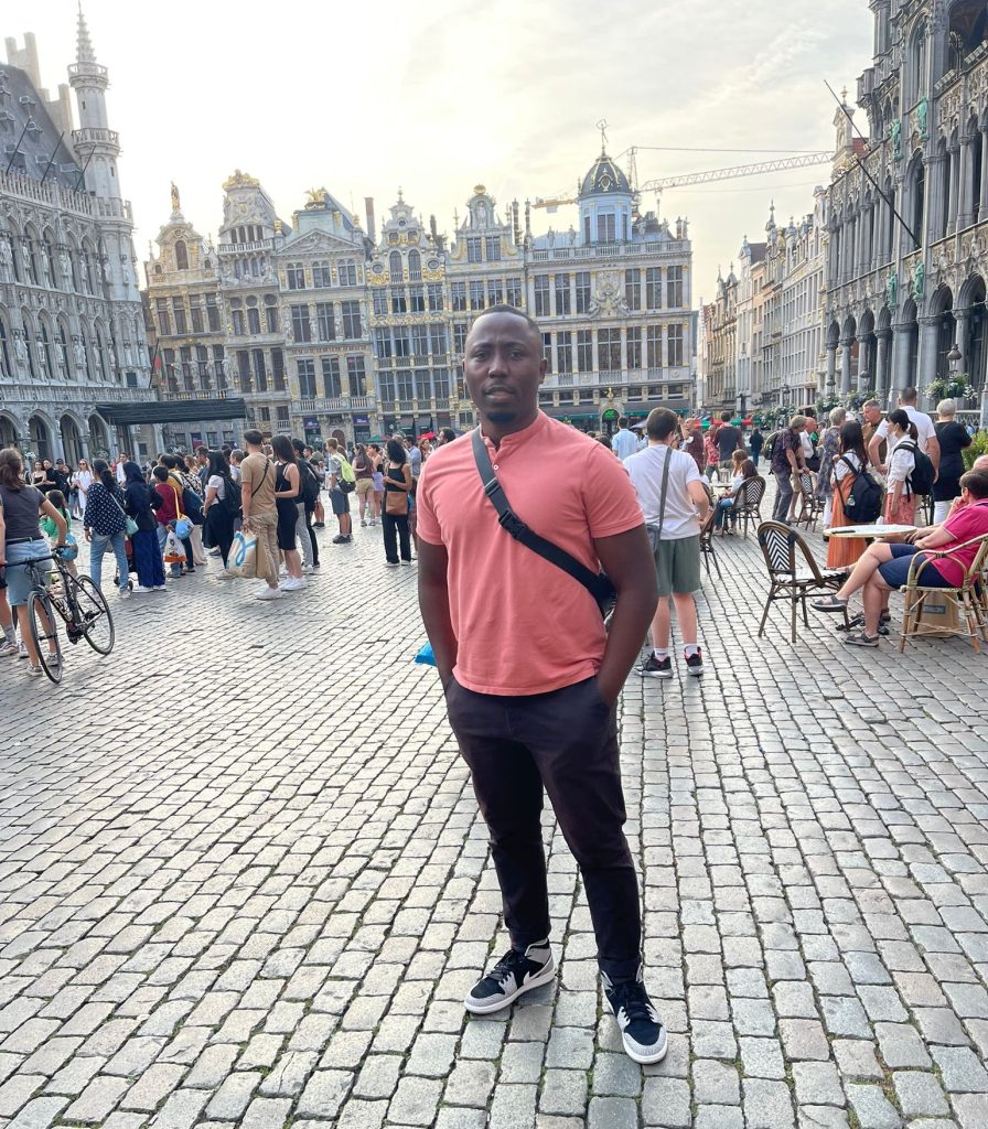 Foubi in Brussels, Belgium, touring the city centre after visiting a client for meetings