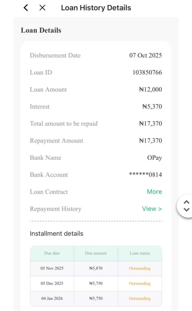 opay mobile loan app dashboard