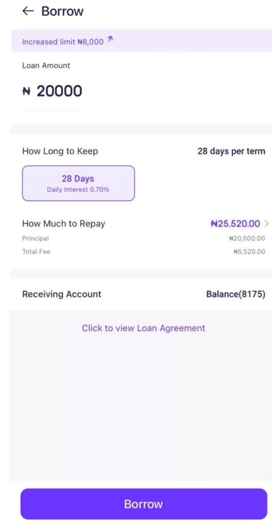 palmpay mobile loan app dashboard