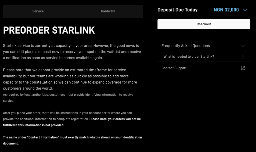 preorder starlink nigeria