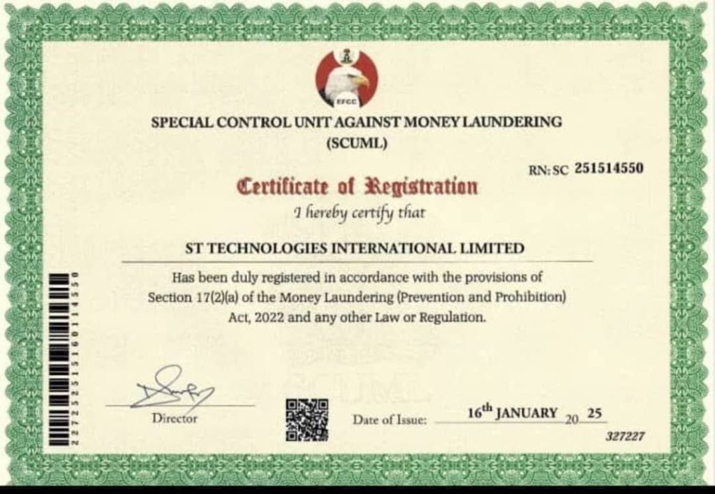 Super Technology’s alleged SCUML certificate. TechCabal could not verify this.