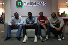 Nairabox founders, Jay Chikezie, Damilola Jegede, and Tokunbo Adetona with a rapper that visited the office