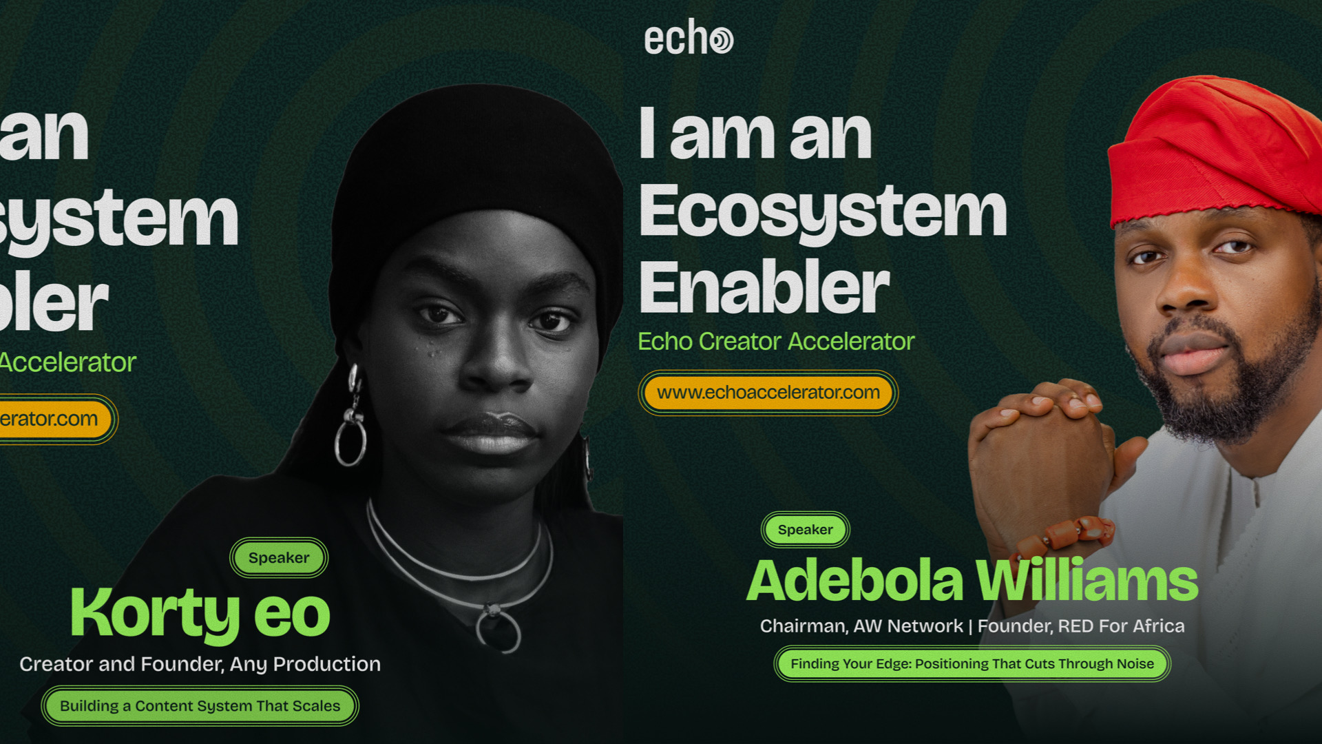 ECHO Accelerator expands faculty as Adebola Williams and Korty EO join lineup ahead of April cohort