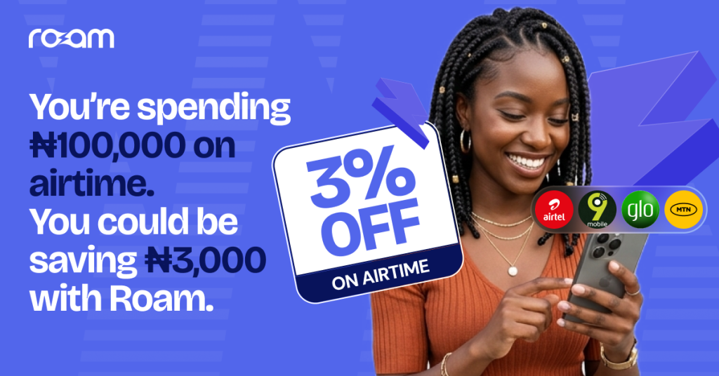 Roam launches 3% cashback feature for airtime purchases in Nigeria