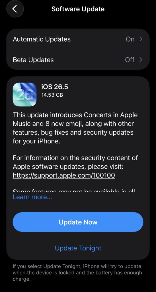 Apple releases iOS 26.5