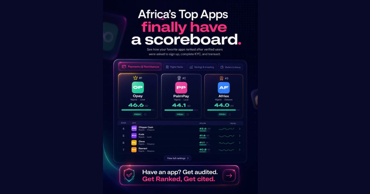 OPay leads. PalmPay is closing. Afriex broke in. Inside Africa’s first standardised payments app ranking.