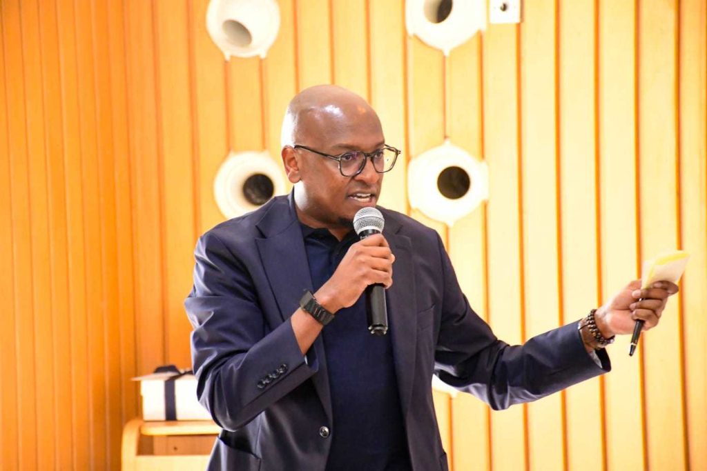 Wacera Maina, Kenswitch's chief executive officer, speaking at the launch event at Strathmore University, Kenya. Image Source: Kenswitch